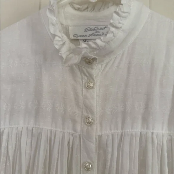 Vintage Eileen West for Queen Anne’s Lace White Cotton Maternity Dress - Picture 3 of 11